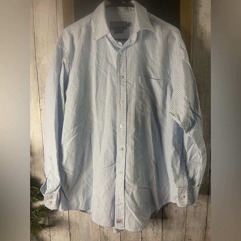 Vineyard Vines By Shep & Ian Murray Shirt Blue White Striped Men’s Size L 341